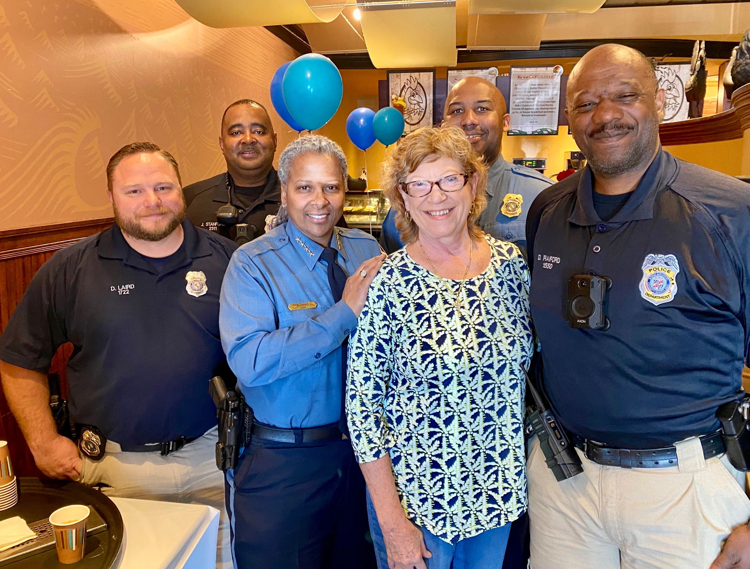 Amy with first responders and neighbors